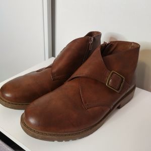 FRYE & CO Mens Brown Vegan Leather Zip Low Boots size 8.5